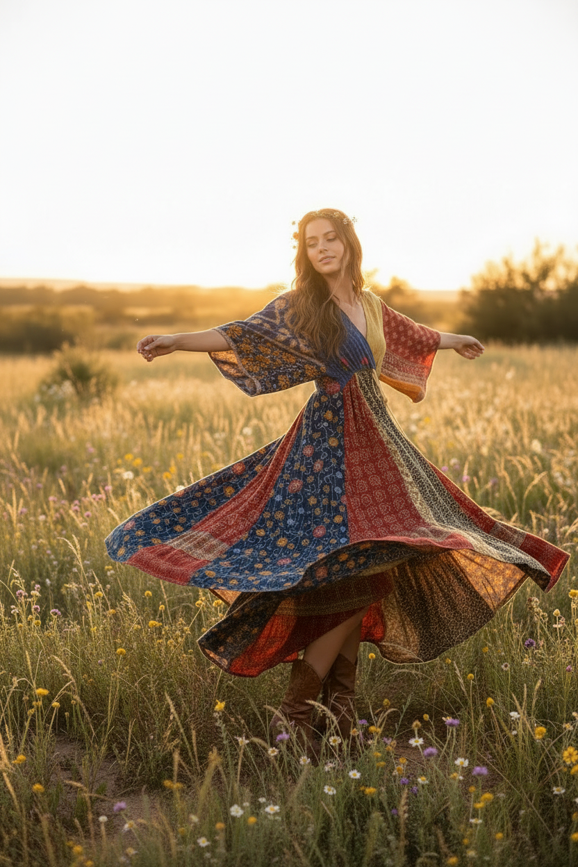 put on a model with boho background
