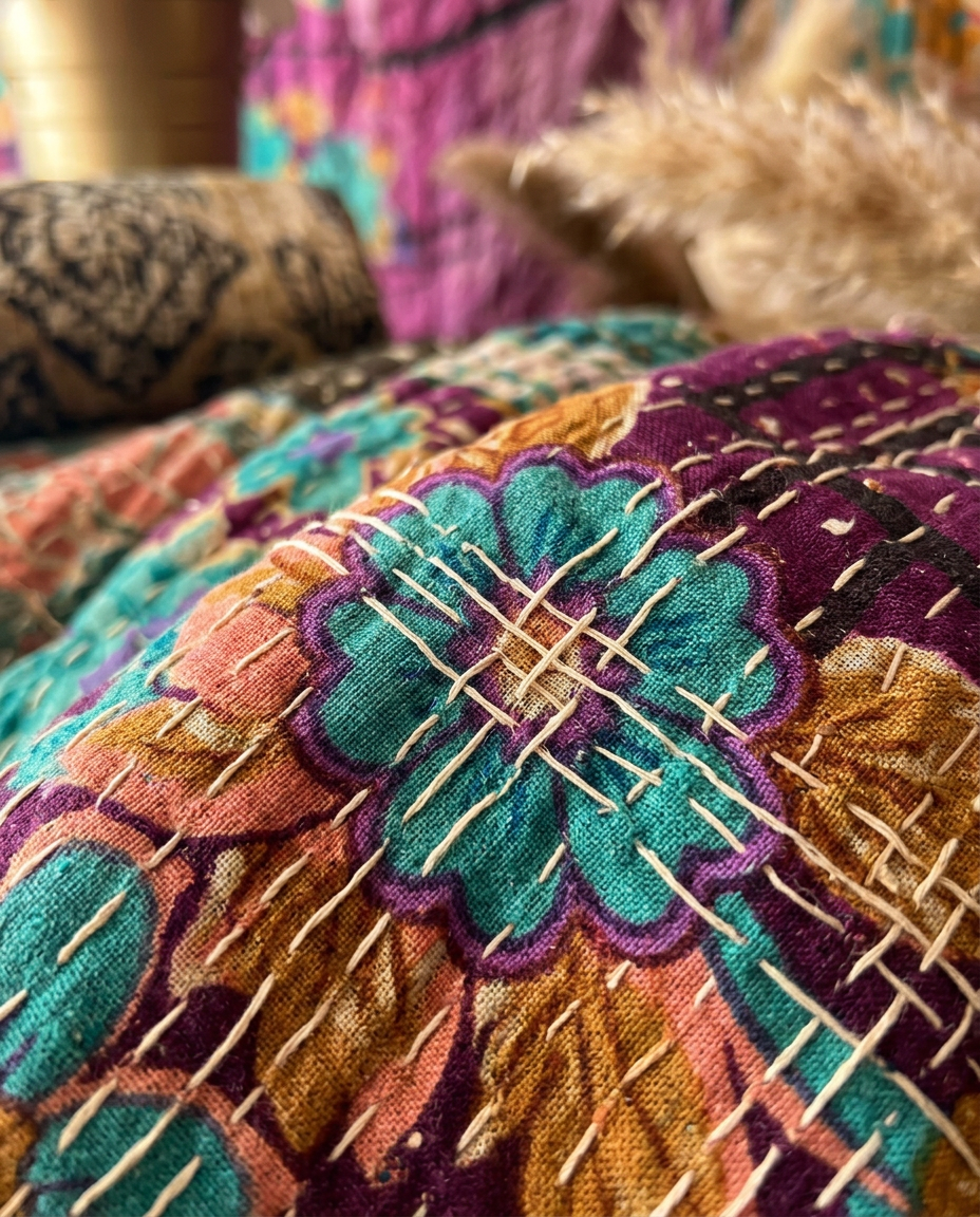 Heirloom Kantha Twin Quilt | Oh It's Bananas